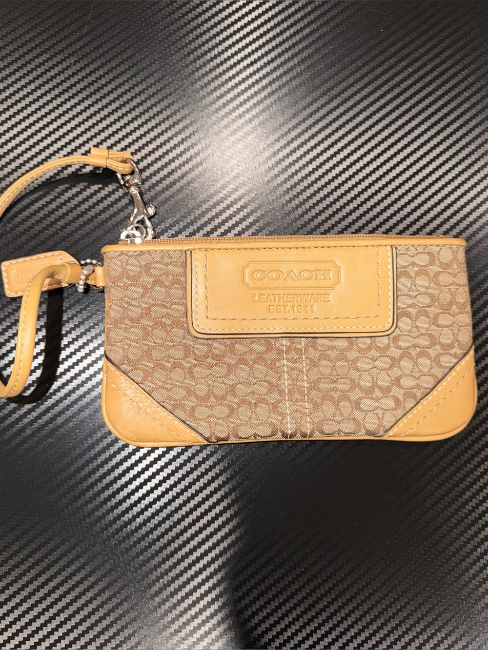 COACH Beige Signature Canvas Wristlet Y2K